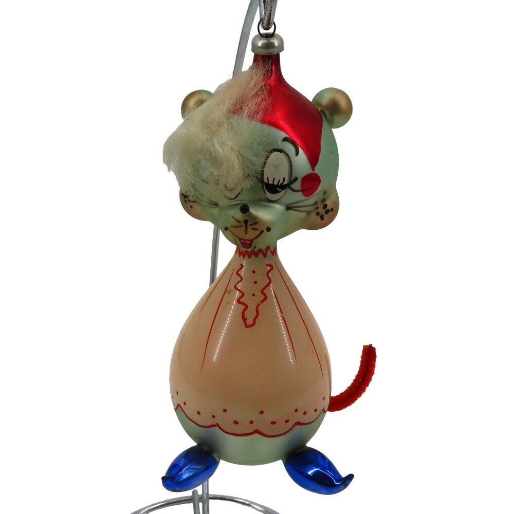 Antique De Carlini Mouse Christmas Ornament Italy Multicolor Glass Italian Bulb